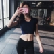 Running Kaka áo thun ngắn rốn nữ gợi cảm mùa hè áo thể thao ngắn tay tập yoga quần bó