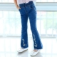 Quần denim ống loe 2018 quần mới Hàn Quốc cho bé mùa xuân và quần mùa thu trẻ em quần lửng ống rộng