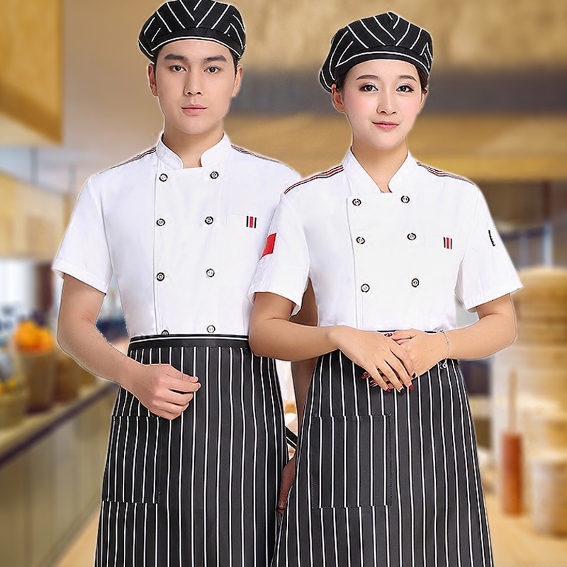 quần áo làm việc Khách sạn Hotel Restaurant Hot Pot Restaurant Nhà bếp Nhà bếp Nhà bếp For Men mùa hè của đầu bếp và nữ Uniform Workwear Short Sleeve