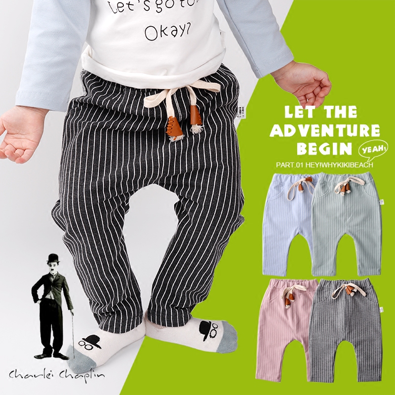 Baby boy upright streaks Harun trousers lace large PP pants baby elastic casual pants newborn pants open gear
