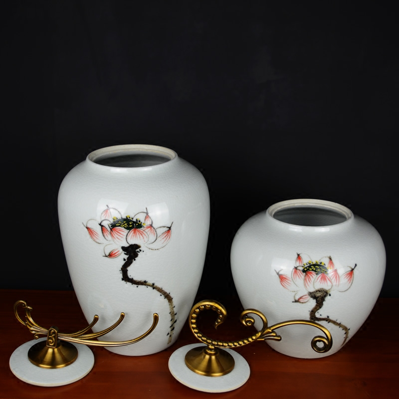 Jingdezhen ceramic pot Chinese hand - made lotus sitting room between example creative household soft adornment handicraft furnishing articles