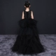 Cô gái buổi tối ăn mặc mô hình catwalk công chúa váy trẻ em màu đen đám cưới piano trang phục hoa cô gái chủ