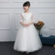 Công chúa váy cô gái catwalk phù hợp với tay áo trắng trẻ em lớn trang phục piano trẻ em dài sinh nhật hoa cô gái váy