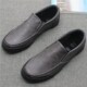 New style low-top slip-on casual men's leather shoes autumn simple all-match men's shoes black business work shoes