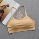 Trắng băng lụa đẹp trở lại quấn ngực áo ngực chống ánh sáng cơ sở hàng đầu với miếng đệm ngực mỏng không có vòng thép đồ lót nữ sinh viên áo bra tập gym Ống