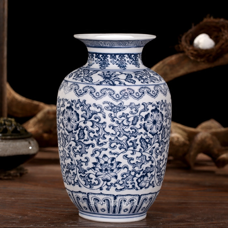 Jingdezhen ceramics floret bottle frosted by hand not glaze antique blue and white porcelain home decoration mesa furnishing articles