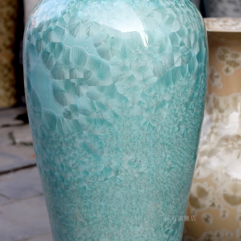 Jingdezhen ceramics jade borneol crystalline glaze furnishing articles hotel adornment of I sitting room of large vase
