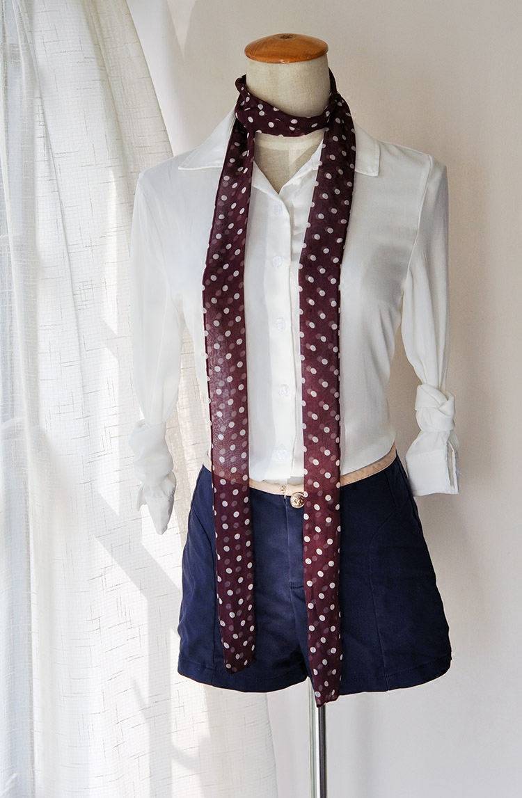 Sang silk spring and summer new silk silk autumn new silk ultra-fine silk scarf decorated small scarf female purple red wave dot