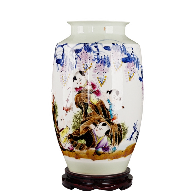 Famous master of jingdezhen ceramics hand - made vases, flower arranging furnishing articles furnishing articles five sub - ka Chinese style living room decoration