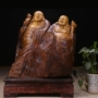 Dian Yi Ge Life Ruyi Rễ Nanmu Root khắc nhân vật trang trí Cặp song sinh may mắn Phật Di Lặc Trang chủ Gỗ Đồ trang trí - Các món ăn khao khát gốc bộ bàn ghế gỗ gốc cây