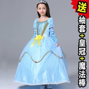 Halloween Children Blue Dress Váy dài Trình diễn dài Elegant Elegant Công chúa nhỏ Váy Sophia