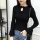 Mùa xuân và mùa thu 2019 mới thắt nơ áo sơ mi hàng đầu phiên bản Hàn Quốc của áo len dệt kim tay áo hoang dã áo cardigan Vòng cổ áo len