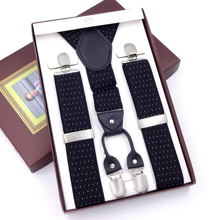 Men's elastic cuddle bag 4 clips Anti-slip harness Business Western pants Hold baby bag clip Y shape hanging pants with fat person tightness shoulder strap