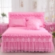 Công chúa Hàn Quốc màu giường ren phong cách váy ngủ bedspread chăn che một gia đình bốn mảnh ren chải 1.5 / 1.8m - Bộ đồ giường bốn mảnh