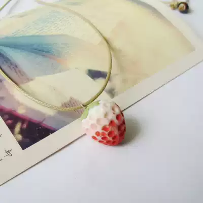 Creative Japanese and Korean Strawberry Necklace Pendant Female Student choker Jingdezhen Ceramic Jewelry Wholesale