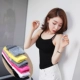Áo yếm có đệm và nhung cho phụ nữ mặc áo không tay ngắn màu đen với áo sơ mi chạm đáy Áo ba lỗ