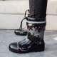 Giày đi mưa chống trượt cho nam giới mới chống mòn cỡ lớn bảo hiểm lao động thanh niên cộng với giày vải nhung không thấm nước giày đi mưa màu đen cho nam giới - Rainshoes