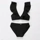 Bộ bikini mới chia bikini sâu v xù nhỏ màu trắng tươi gợi cảm áo tắm kỳ nghỉ - Bikinis