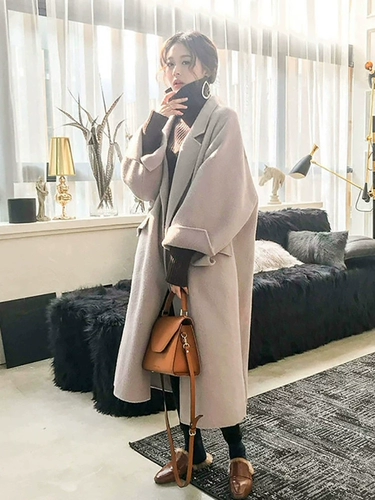 Демисезонный длинный плащ, шерстяное пальто, куртка, 2020 года, средней длины, увеличенная толщина