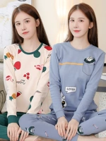 Dài johns và quần áo mùa thu của phụ nữ cotton nguyên chất phù hợp với quần áo giữ nhiệt cô gái mặc bên trong trẻ em lớn của học sinh trung học cơ sở bông đồ lót giữ nhiệt áo thun tay lỡ