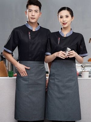 quần áo bếp Áo liền quần đầu bếp nam ngắn tay lưới thoáng khí mùa hè nhà hàng tây cao cấp ăn uống khách sạn lưng bếp đầu bếp tùy chỉnh nữ đồng phục đầu bếp đẹp đồng phục bếp trưởng 