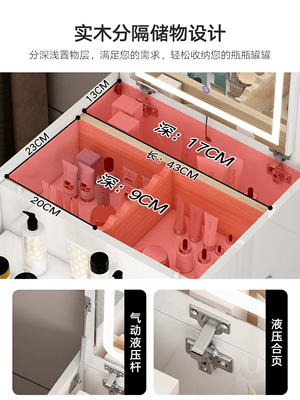Bàn trang điểm phòng ngủ gương lật đơn giản bàn trang điểm ngăn kéo tích hợp tủ lưu trữ mới thiết kế tủ đầu giường màu đỏ lưới