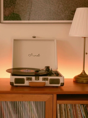 Aunets Máy Ghi Âm Vinyl Retro Máy Hát LP Sinh Nhật Lễ Tình Nhân Tặng Cô Gái Bluetooth Âm Thanh Di Động màn khung gấp gọn thông minh 