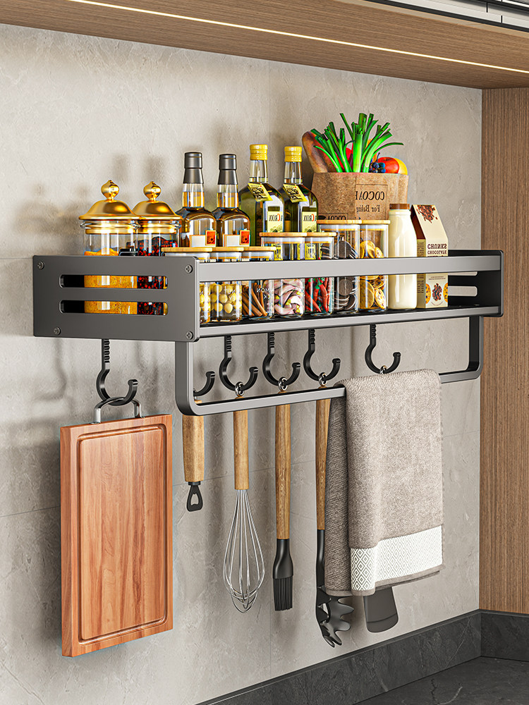 Giá treo đồ nhà bếp không cần đục lỗ lưu trữ gia vị treo tường Giá đựng gia vị đa chức năng kệ móc treo kệ tủ nhà bếp kệ bếp có bồn rửa