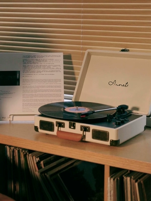 Aunets Máy Ghi Âm Vinyl Retro Máy Hát LP Sinh Nhật Lễ Tình Nhân Tặng Cô Gái Bluetooth Âm Thanh Di Động màn khung gấp gọn thông minh 