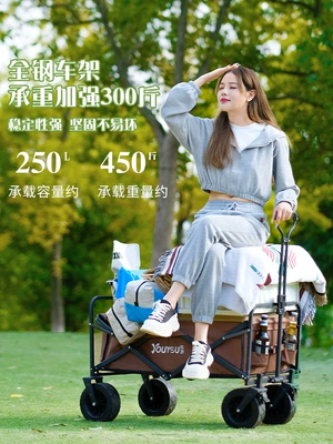 Cắm trại xe đẩy ngoài trời kéo dã ngoại xe đẩy có thể gập lại di động nhỏ Trailer cắm trại quá khổ trại bàn xe đẩy 
