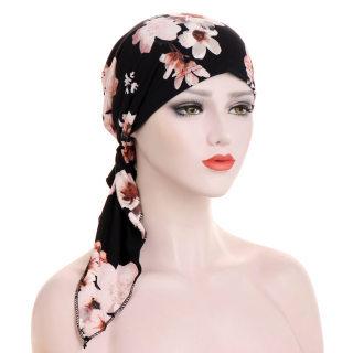 Aliexpress new style european and american curved two tail caps muslim turban caps floral cloth hooded caps in stock