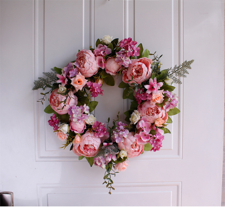 Peony Wreath Wall Hanging Decoration Artificial Flowers Silk Flowers Fake Flowers Hanging Ornaments Door Decoration Wedding Photography Home Club Decoration