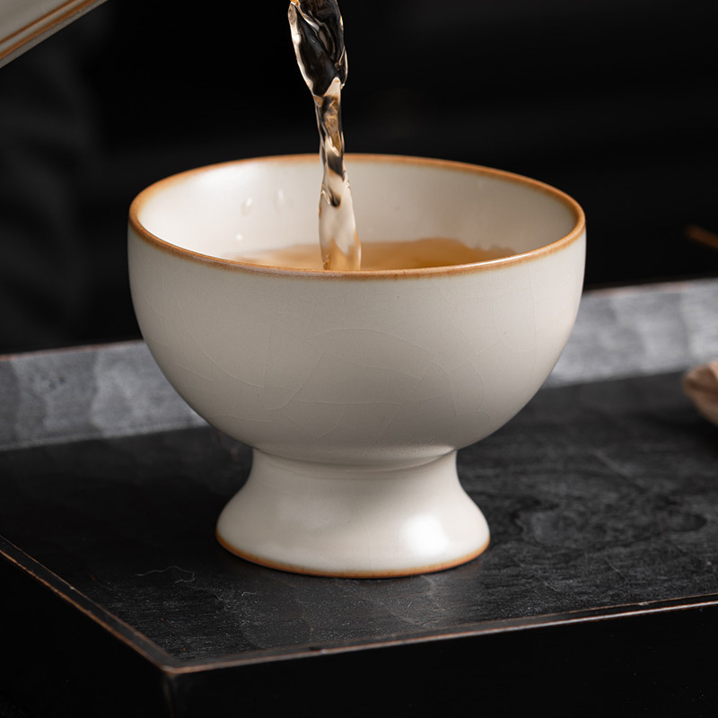 Good Cargo Ru Kiln High Foot Master's Cup Single Cup With Ceramic Tea Cup Personal Special Wine Tea Cup tea and water-Taobao