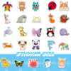 100 Small-Sized 4cm American-Style Animal Stickers, Cartoon Cute Stickers for Notebooks, Skateboards, Water Bottles, and Luggage