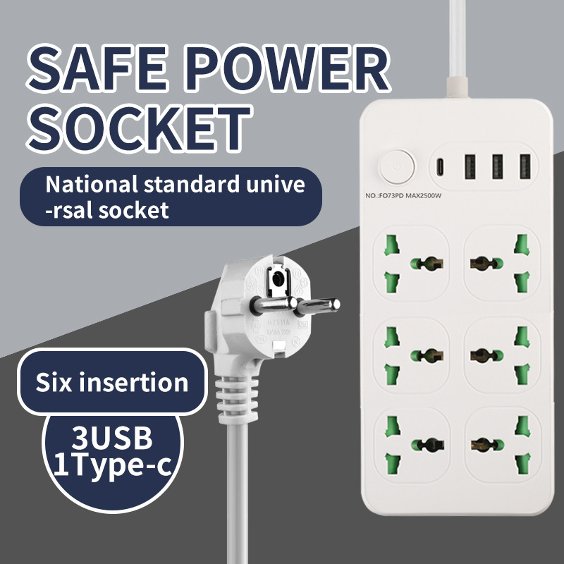 European Standard, American Standard, British Standard Cross-Border Power Strip with Cord, Universal Socket, International Hong Kong Version, Korean Round Hole Extension Cord
