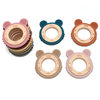 Popular cross-border wooden circle silicone baby teether cute tiger baby comfort toy baby teether toy