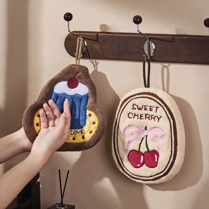 Cherry Cake Hand Towel, Hanging Type, Cute Hand Towel, Kitchen and Bathroom Absorbent Cloth, Thickened Quick-Drying Handkerchief Cherry Cake Hand Towel, Hanging Type, Cute Hand Towel, Kitchen and Bathroom Absorbent Cloth, Thickened Quick-Drying Handkerchief
