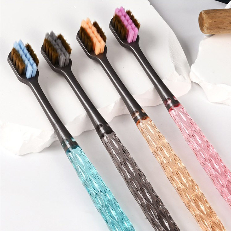Clear and bright toothbrush Soft hairy crystal toothbrushes Home lovers ten thousand wool transparent handles Yan value toothbrushes * 3 only-Taobao