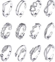 D049 European and American cross -border 12 -piece set can be adjusted toe ring flowers arrow with open mouth ring beach foot decoration set