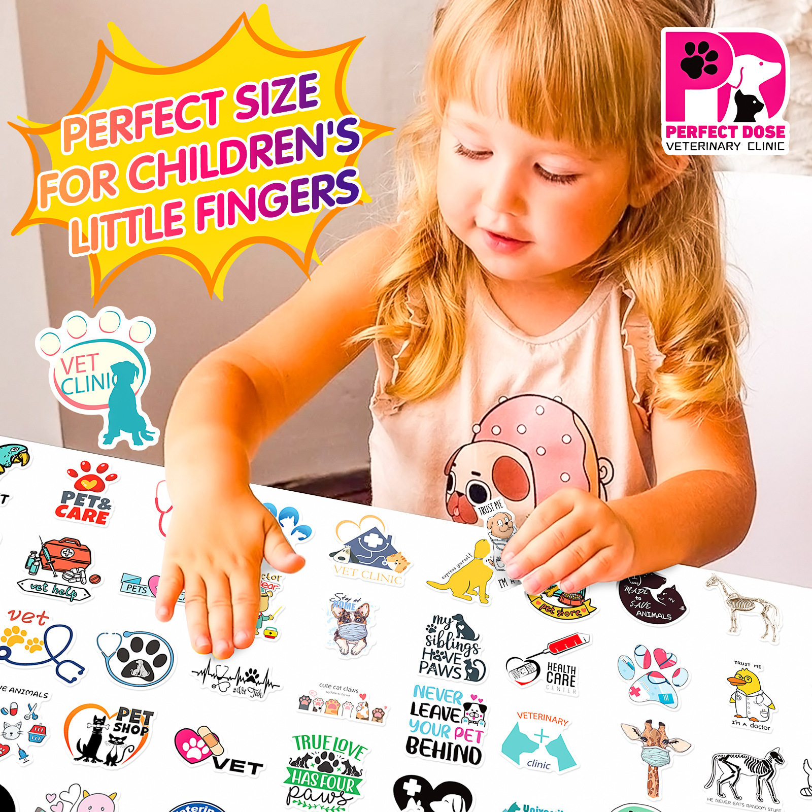 50 veterinary English stickers new cross-border pet hospital chemical pharmacist cartoon graffiti stickers in stock