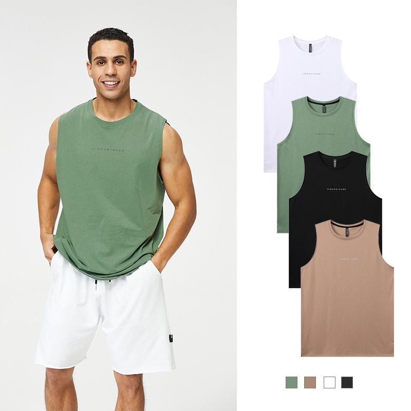 Ebay Round Neck Fitness Sports Vest Men's Sleeveless Printed T-Shirt Waistcoat American Vest Loose Shooting Clothing