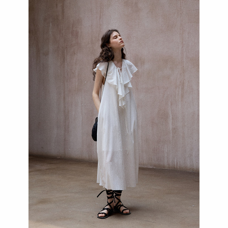 Hello September Summer Ruffled Sleeveless Long Skirt French Sweet and Gentle Style Dress M8224
