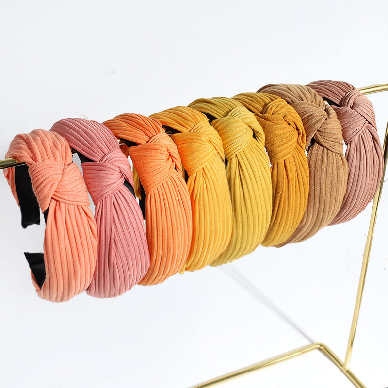 European and American cross-border new style knotted solid color headband wide-brimmed cross face wash knitted headband for going out and pressing versatile hair accessories