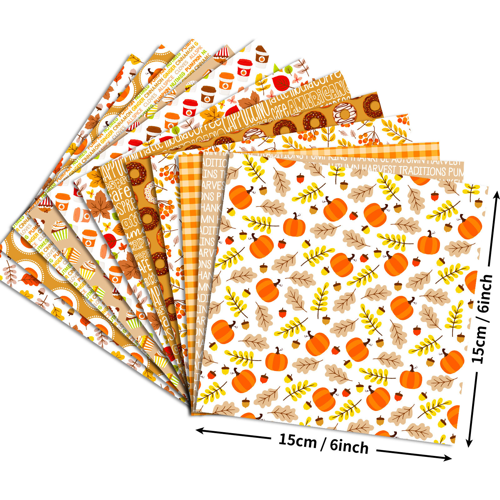 12 sheets/package small floral cute style 6-inch handbook scrapbook photo album material book pumpkin Thanksgiving background paper