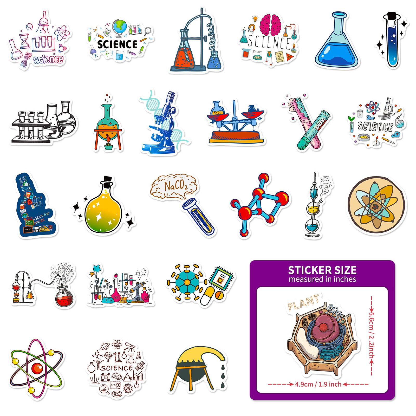 50 Pieces of Laboratory Science Stickers New Product Science Chemistry Laboratory Beaker Graffiti Stickers