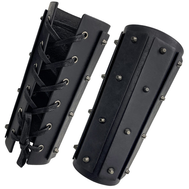 Medieval Wrist Guards and Arm Guards, Retro-Style Knight and Mercenary Leather Long Strip Rivet Gauntlets, Cosplay Performance Props