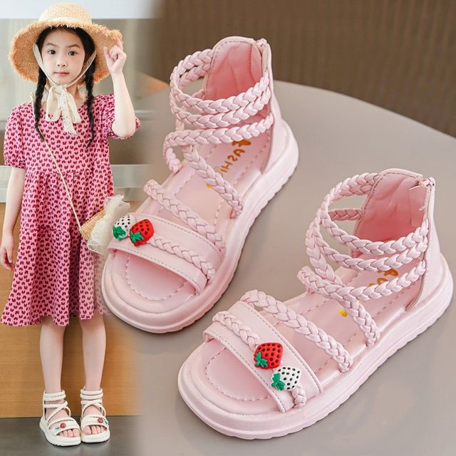 Girls sandals summer 2023 new fashion open-toed princess shoes big boys and girls Roman shoes foreign style flat sandals