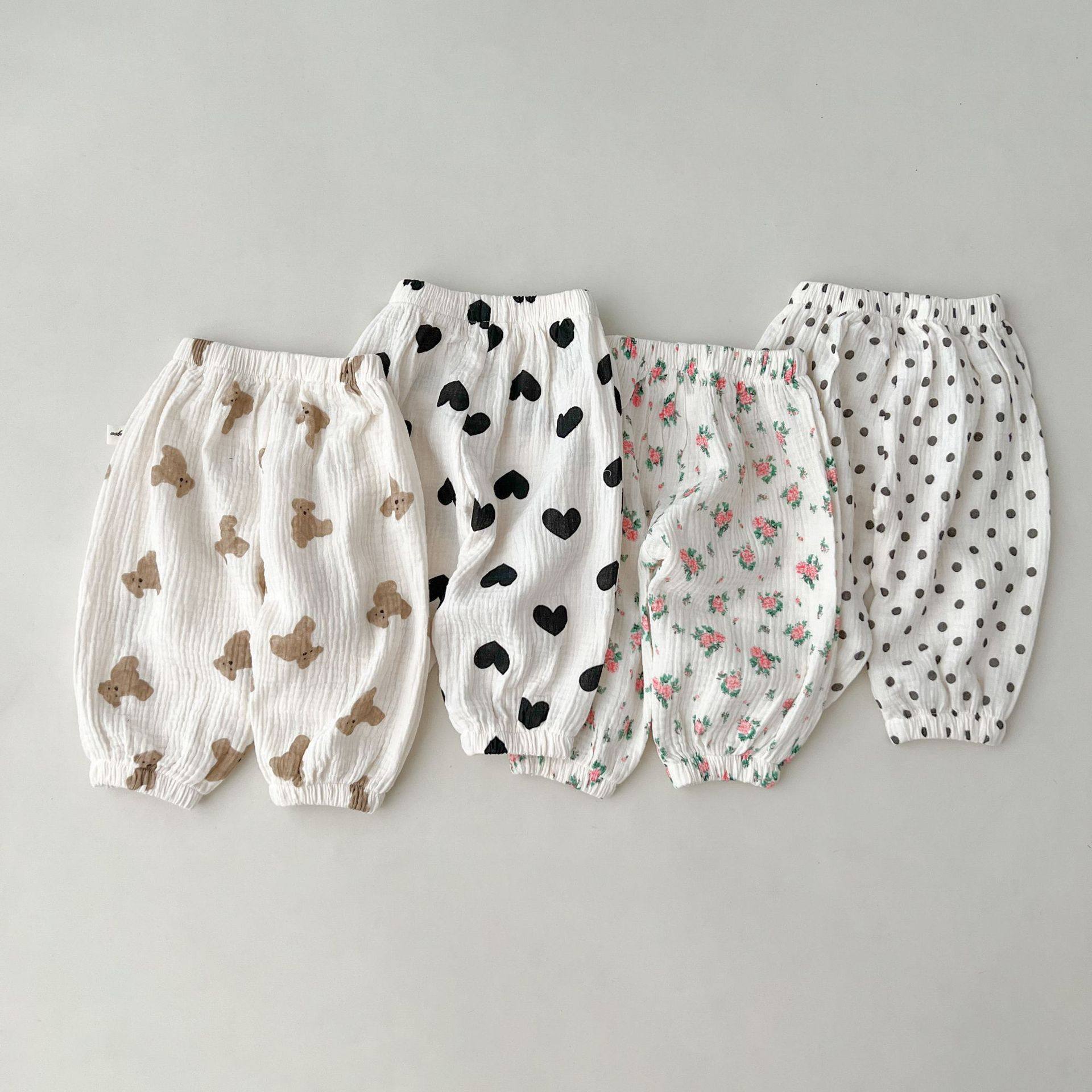 2023 New baby girl's Korean mosquito anti - mosquito baby baby and child spring and summer gas girl gauze large PP bear trousers