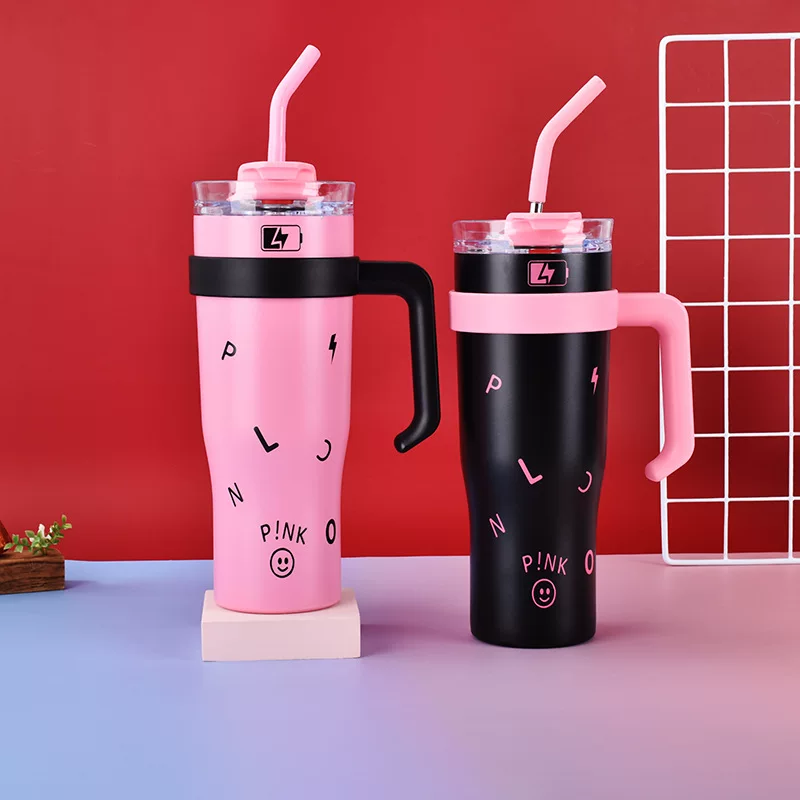 BLACKPINK 40OZ льда черная чашка Yan ценность девочки ручка трубочка чашка автомобильная портативная чашка