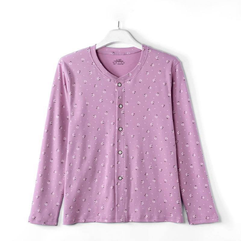 Middle Aged Lady Pure Cotton Cardiovert Autumn Clothes Old Lady Loose to flap fastened 100% All cotton lingerie cotton sweatshirt-Taobao